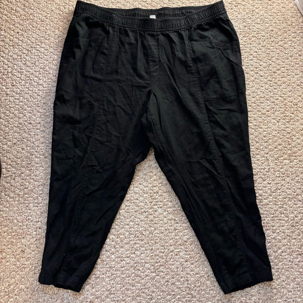 Old Navy Taper Linen Pants Plus Size Xxl Black Jack Lagenlook